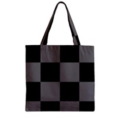 Black Gingham Check Pattern Zipper Grocery Tote Bag by yoursparklingshop