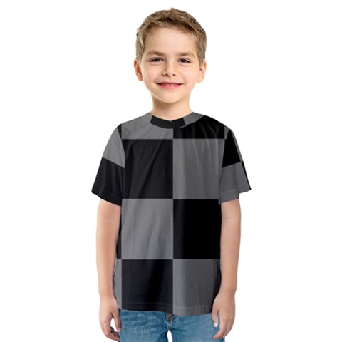 Black Gingham Check Pattern Kids  Sport Mesh Tee by yoursparklingshop