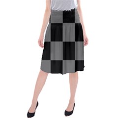 Black Gingham Check Pattern Midi Beach Skirt by yoursparklingshop