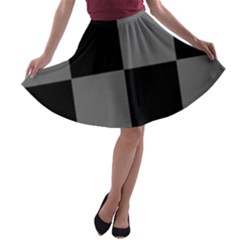 Black Gingham Check Pattern A-line Skater Skirt by yoursparklingshop