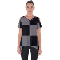 Black Gingham Check Pattern Cut Out Side Drop Tee by yoursparklingshop