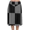 Black Gingham Check Pattern Velvet Flared Midi Skirt View1