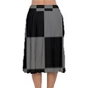 Black Gingham Check Pattern Velvet Flared Midi Skirt View2