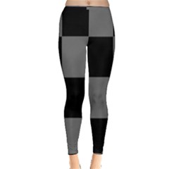 Black Gingham Check Pattern Inside Out Leggings by yoursparklingshop