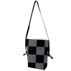 Black Gingham Check Pattern Folding Shoulder Bag by yoursparklingshop