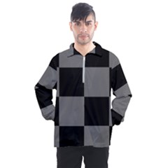 Black Gingham Check Pattern Men s Half Zip Pullover