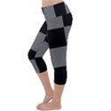 Black Gingham Check Pattern Lightweight Velour Capri Yoga Leggings View2