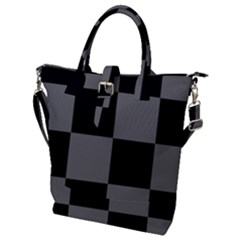 Black Gingham Check Pattern Buckle Top Tote Bag by yoursparklingshop