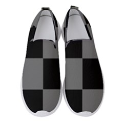 Black Gingham Check Pattern Women s Slip On Sneakers by yoursparklingshop