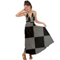 Black Gingham Check Pattern Backless Maxi Beach Dress View1