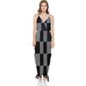 Black Gingham Check Pattern Sleeveless Tie Ankle Jumpsuit View1