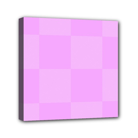 Pink Gingham Check Squares Mini Canvas 6  X 6  (stretched) by yoursparklingshop