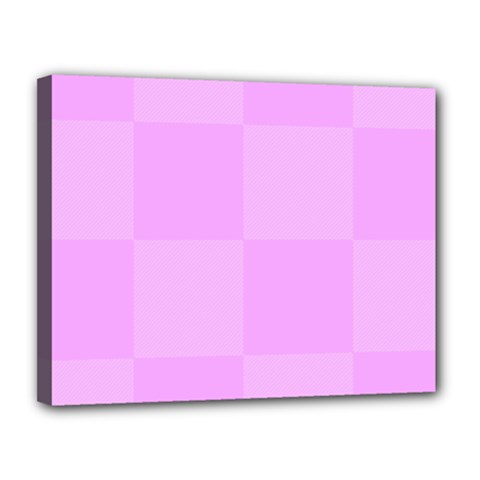 Pink Gingham Check Squares Canvas 14  X 11  (stretched) by yoursparklingshop