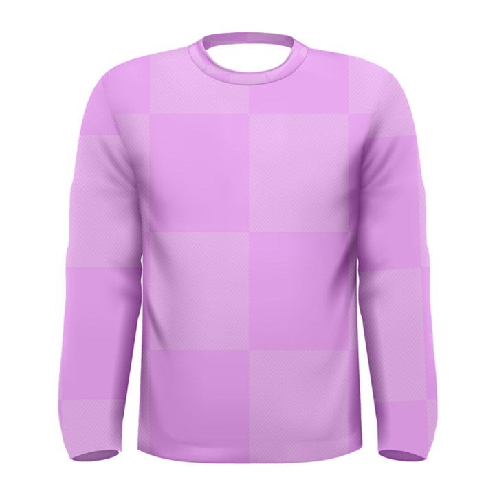 Pink Gingham Check Squares Men s Long Sleeve Tee