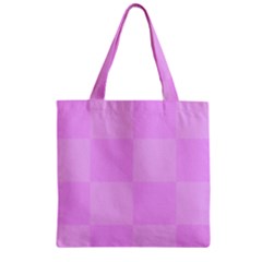 Pink Gingham Check Squares Zipper Grocery Tote Bag by yoursparklingshop