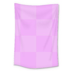 Pink Gingham Check Squares Large Tapestry