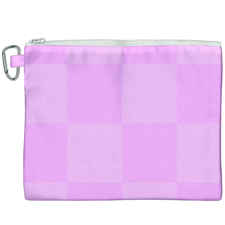 Pink Gingham Check Squares Canvas Cosmetic Bag (XXXL)