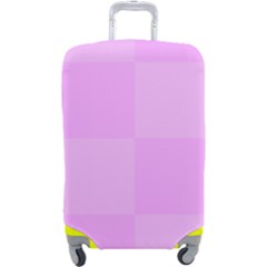 Pink Gingham Check Squares Luggage Cover (large) by yoursparklingshop