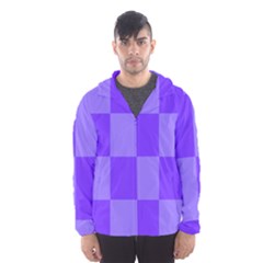 Purple Gingham Check Squares Pattern Men s Hooded Windbreaker