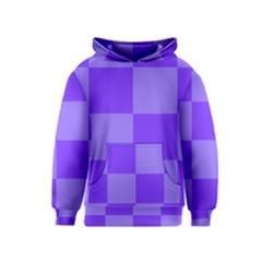 Purple Gingham Check Squares Pattern Kids  Pullover Hoodie