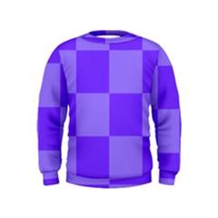 Purple Gingham Check Squares Pattern Kids  Sweatshirt