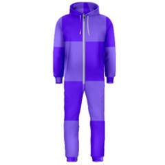 Purple Gingham Check Squares Pattern Hooded Jumpsuit (men) 