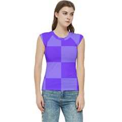 Purple Gingham Check Squares Pattern Women s Raglan Cap Sleeve Tee by yoursparklingshop