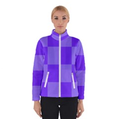 Purple Gingham Check Squares Pattern Winter Jacket