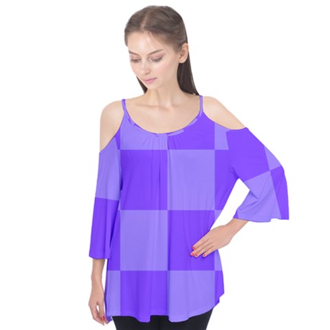 Purple Gingham Check Squares Pattern Flutter Tees by yoursparklingshop