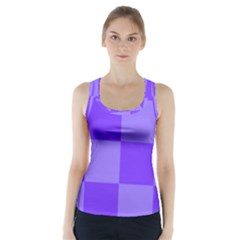 Purple Gingham Check Squares Pattern Racer Back Sports Top by yoursparklingshop