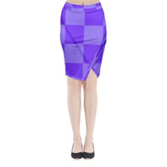 Purple Gingham Check Squares Pattern Midi Wrap Pencil Skirt by yoursparklingshop