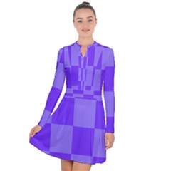 Purple Gingham Check Squares Pattern Long Sleeve Panel Dress by yoursparklingshop