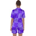 Purple Gingham Check Squares Pattern Satin Short Sleeve Pajamas Set View2