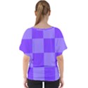 Purple Gingham Check Squares Pattern V-Neck Dolman Drape Top View2