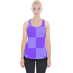 Purple Gingham Check Squares Pattern Piece Up Tank Top by yoursparklingshop