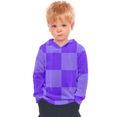 Purple Gingham Check Squares Pattern Kids  Overhead Hoodie