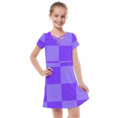 Purple Gingham Check Squares Pattern Kids  Cross Web Dress by yoursparklingshop