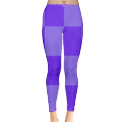 Purple Gingham Check Squares Pattern Inside Out Leggings by yoursparklingshop