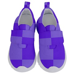 Purple Gingham Check Squares Pattern Kids  Velcro No Lace Shoes by yoursparklingshop