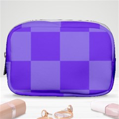 Purple Gingham Check Squares Pattern Make Up Pouch (small) by yoursparklingshop