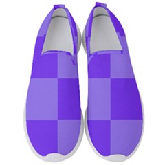 Purple Gingham Check Squares Pattern Men s Slip On Sneakers by yoursparklingshop