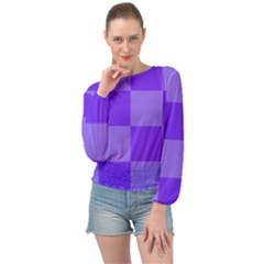 Purple Gingham Check Squares Pattern Banded Bottom Chiffon Top by yoursparklingshop