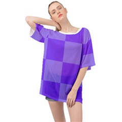 Purple Gingham Check Squares Pattern Oversized Chiffon Top by yoursparklingshop