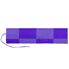 Purple Gingham Check Squares Pattern Roll Up Canvas Pencil Holder (l) by yoursparklingshop