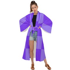 Purple Gingham Check Squares Pattern Maxi Kimono by yoursparklingshop