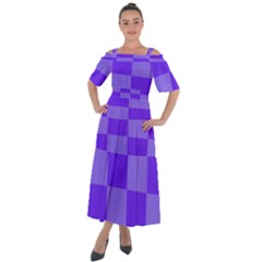 Purple Gingham Check Squares Pattern Shoulder Straps Boho Maxi Dress  by yoursparklingshop