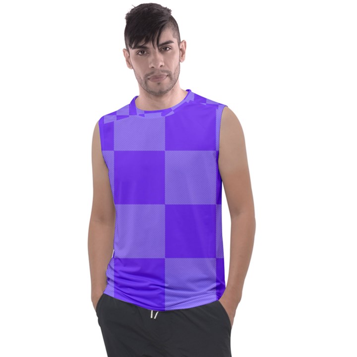 Purple Gingham Check Squares Pattern Men s Regular Tank Top