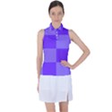 Purple Gingham Check Squares Pattern Women s Sleeveless Polo Tee View1