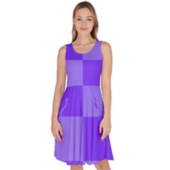 Purple Gingham Check Squares Pattern Knee Length Skater Dress With Pockets by yoursparklingshop