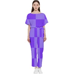 Purple Gingham Check Squares Pattern Batwing Lightweight Jumpsuit by yoursparklingshop